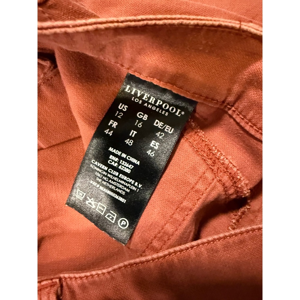 Liverpool Women's Wide Leg Crop Terra Rouge Lyocell Cotton Pants Size 12/31 - Picture 4 of 7